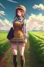 Placeholder: anime girl with farmer clothes