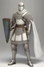 Placeholder: Knight wearing white chainmail armor and white cape with white face mask, holding a spear