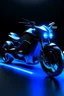 Placeholder: The design of a black motorcycle Luxurious has blue lighting embossed