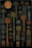 Placeholder: A beautiful girl brownish black murky rainforest at nighttime painted by Paul Klee