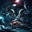 Placeholder: alien doing surgical procedure on man,open chest heart surgery,cables,operating lamp,surgical tools,detailed,8k, Mysteriousphoto, pereallistic cover photo, awesome full color, cin