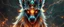 Placeholder: gematria close up portrait of a plasma racoon fox horse king lama shape shifter flickers like hypnotic fire in geometric shapes like a dna swirl of time and a fearsome planeswalker covered in powerful runes
