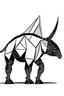 Placeholder: A tall Triceratops, minimalist, black and white, bold lines, ignoring details
