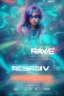 Placeholder: rave poster with ocean theme ika musume with empty text area