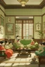 Placeholder: japanese childeren in a apanese living room painting neoclassism