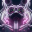 Placeholder: A cute portrait of a cyborg deep dog white neon color scheme, high key lighting, volumetric light high details psychedelic background