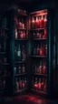 Placeholder: Si-Fi, The permanent under atmospheric lighting effects, a whole shelves of an open door home refrigerator filled with blood bottles , intricate historical moody atmosphere, eerie grimdark ambiance, complex motherboard accents, speculative fiction art. Bokeh