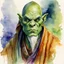 Placeholder: fantasy, watercolour, illustration, portrait, half orc, monk, abbot