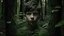 Placeholder: Cinematic Medium shot , oung boy standing in the forest holding plants, in the style of infused nature, video collages, made of veins, detailed face, dark green and white --style raw