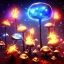 Placeholder: metal MUSHROOMs stars galazy SPACE lANDSCAPE BURNING IN BLUE FLAMES