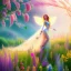 Placeholder: bright fairy, beautiful portrait, flowery landscape, cosmic atmosphere, perfect composition, 8k, super detailed, delicate flowers, complemfentary colours, intricate details