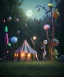 Placeholder: Tim burton photographer, Ultra realistic garden night scene, portrait, wide angle view :: carnival woman and sweet inflatable monsters, circus dress style, feather color, free jumping, soft color, highly detailed, unreal engine 5, ray tracing, RTX, lumen lighting, ultra detail, volumetric lighting, 3d, finely drawn, high definition.