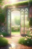 Placeholder: An open door to a beautiful summer garden, ,complex, amazing, magical gentle, sparkling dew drops, dawn, magically, in pastel transparent tones, hyperrealistic, beautiful, lumen, professional photo, 3d, 64k, high resolution, hyperdetalization, hyperrealism, f16,1/300s, highly detailed digital painting, bright, juicy, photorealistic painting, solar illumination in the background, bright lighting, aesthetically pleasing, beautiful, clarity of contours