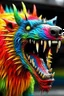 Placeholder: A strange and scary animal Rainbow line savage with sharp and sharp teeth
