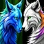 Placeholder: give me a picture of an animal thats half wolf half unicorn, but it is two animals in one