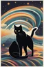 Placeholder: high quality, beautiful and fantastically designed silhouettes of colorful cat due to gravitational waves, beautifully designed wavelengths, very weak vibrations caused by fluctuations in the gravitational field of the universe, wave nature, stretching and compression, by yukisakura, awesome full color,