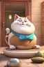 Placeholder: A fat palace cat getting a message in a spa, 3d animation ,funny