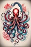 Placeholder: Create a captivating modern 2d colorfull ink tattoo design for print , prestigious (Japanese Octopus) using the elegant influences of japan art style, for print, dynamic elements from fashion and design, and bold Japanese contemporary art aesthetics, framing centered in the center, distanced from the edges of the paper perimeter, perfect anatomy, bauhaus, Divine Proportion,