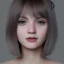 Placeholder: potrait e-girl , eyes like ocean blue, short hair, smile, 8k, rtx, eyebrows like serious, facing left, real