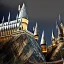 Placeholder: Harry Potter world with magic with beautiful surroundings with clear features and avartars, big fight with dark theme and winter background with christmas touch