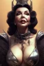 Placeholder: Joan Collins as evil queen in black leather, leather, busty, cleavage, angry, stern look. character design by cory loftis, fenghua zhong, ryohei hase, ismail inceoglu and ruan jia. unreal engine 5, artistic lighting, highly detailed, photorealistic, fantasy