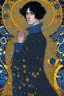 Placeholder: young black haired blue eyed wizard in the style of klimt