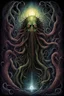 Placeholder: Yog sothoth Lovecraftian horror judging the damned, by Justin Gerard and Anato Finnstark and Ian Miller, smooth horror art, sharp textures, alcohol oil painting, expansive, dark colors, vivid Eldritch imagery, elusive nightmare, distressing hues, Gerard's distinctive visceral style, detailed line work, rich sharp colors