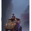 Placeholder: Boy stow away in magical carriage at night Nick Harris style