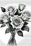 Placeholder: hight definition bouquet roses greyscale, white background, hight contrast, ready to vectorise with long stem full view