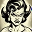 Placeholder: 50s drawing of angry female villain