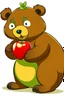 Placeholder: a cartoon bear eating an apple