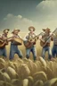 Placeholder: a group of farmers singing in the farming field