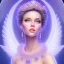 Placeholder: portrait of a beautiful woman with an angel face, pink and blue dress, jewels, soft light aura