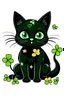 Placeholder: A cute St.Patrick's Day black cat vector image for a t-shirt on a white background