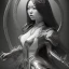 Placeholder: hitomi tanaka, long black hair, full body, Unreal Engine 5, highly detailed, highest quality, digital painting, complex 3d render, unreal engine render, insane detail, intricate photograph quality, magnificent, majestic, highly intricate, Realistic photography, grand hall, wicked throne, holding scepter, crown of barbwire, dark color palette, metallic, highly detailed, highest quality, digital painting