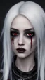 Placeholder: Perfect emo girl, realistic insane graphics hyper realism very detailed face very detailed eyes goth punk, cute white hair, Gothic bloody eyeliner, admitting in otherworldly grow, eyes are super intense detail, portrait beautiful facial structure, 8K resolution, perfect lighting , pale Queen,award-winning,