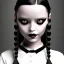 Placeholder: wednesday addams, wednesday addams hair, wednesday make up, wesnesday addams, gothic, black dress cinematic