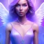 Placeholder: portrait of a beautiful woman with an angel face, pink and blue dress, jewels, soft light aura