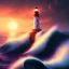 Placeholder: Fantasy, light house, lighting, surreal, waves crashing below, 8k, sunset, sketch