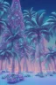 Placeholder: 1980's vaporwave aesthetic palm trees in Christmas winter