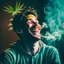 Placeholder: A man enjoying the intoxicating feeling from smoking weed