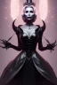 Placeholder: Constance Langdon as evil queen in black leather, leather, busty, cleavage, angry, stern look. character design by cory loftis, fenghua zhong, ryohei hase, ismail inceoglu and ruan jia. unreal engine 5, artistic lighting, highly detailed, photorealistic, fantasy