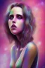 Placeholder: Danish singer MØ face , impressionism Contemporary, purple tones,