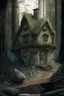Placeholder: A house made of stone and mud in the middle of the forest, by Disney