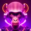 Placeholder: A beautiful portrait of a cyborg monkey purple neon color scheme, high key lighting, volumetric light high details psychedelic background