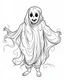 Placeholder: outline art for halloween coloring pages for kids with ghost , white background, Sketch style, full body, only use outline, clean line art, white background, no shadows and clear and well outlined, coloring page for kids,