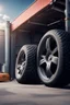 Placeholder: Tire service, storage of car tires, refueling of air conditioners. A beautiful composition for advertising. High quality image in 8K