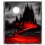 Placeholder: dnd, fantasy, black castle, black sand, illustration, demonic, brutalist, blood-red sky