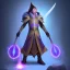 Placeholder: cosmic mage, elf, male, battle mage, cosmic sword, epic, cosmic magic, staff, long ears