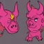 Placeholder: demon pig fire hell pink normal cartoon horns